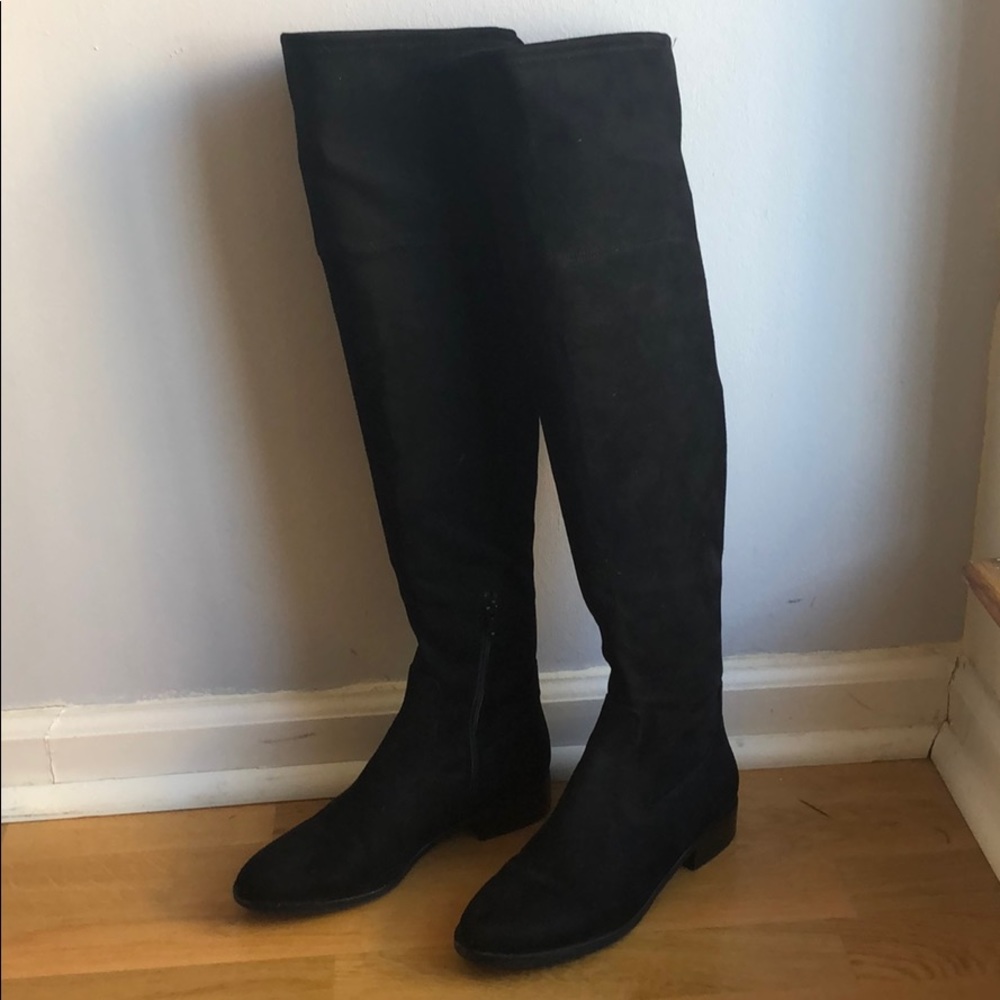 Black suede over the knee boots